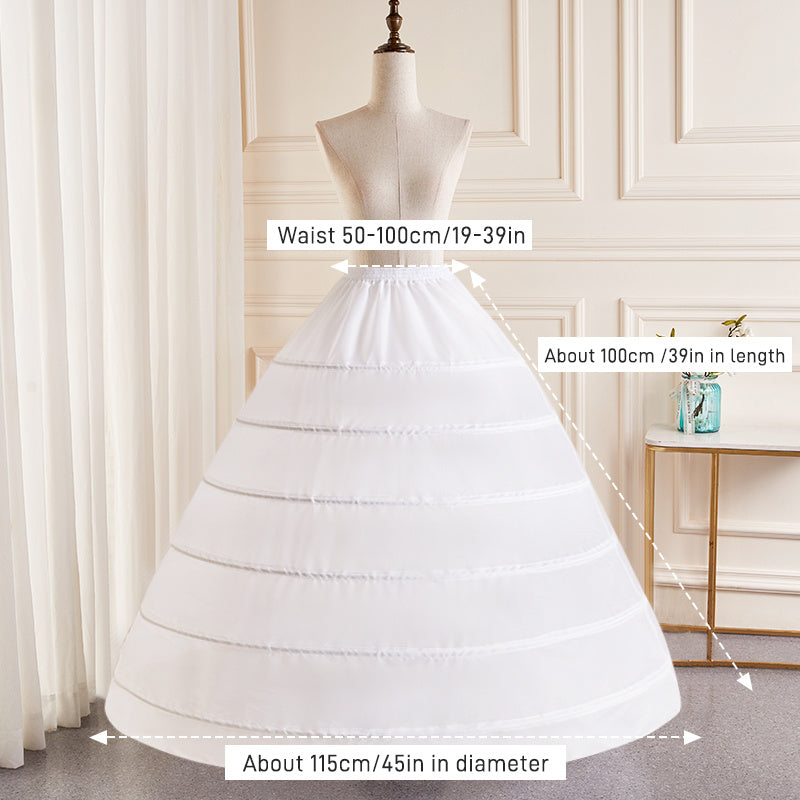 Elegant 6-Hoop Wedding Dress Petticoat - No Tulle, Hand Washable, Polyester Fiber, Perfect for Bridal Gowns & Formal Attire
