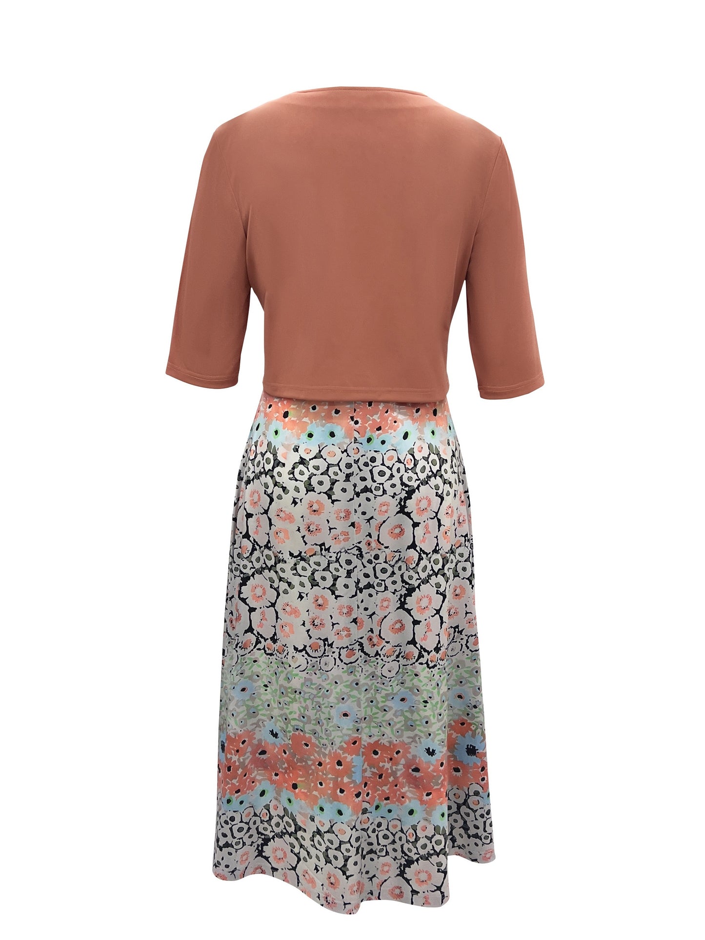 Floral Print Two-piece Dress Set, V Neck Tank Top & Half Sleeve Crop Cardigan Outfits, Women's Clothing