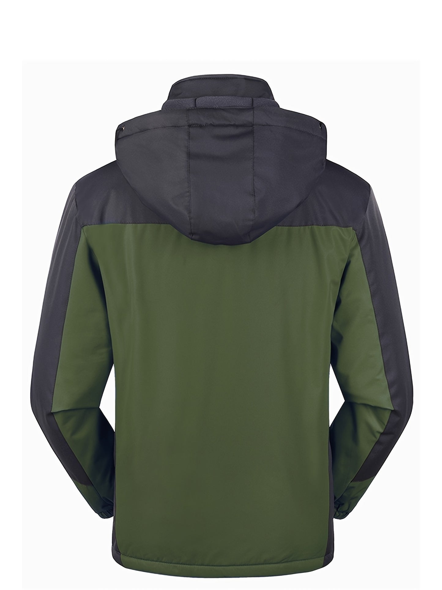 Men'S Casual Color Block Thick Hooded Jacket, Windproof Single-Layer Fleece Jacket for Fall Winter Jacket Gifts