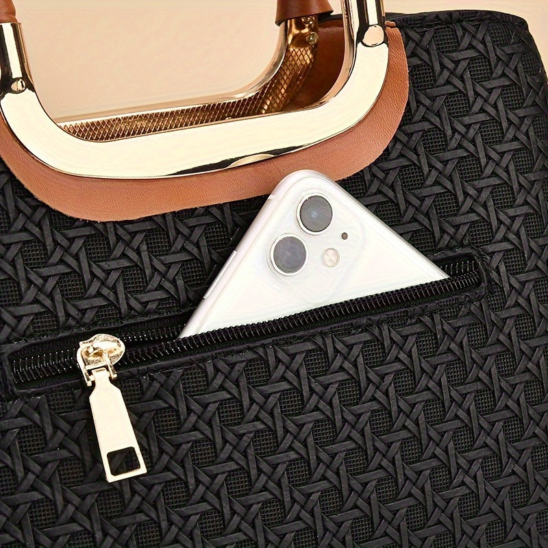 Vintage PU Leather Handbags For Women, Large Capacity Fashion Tote Shoulder Bag With Adjustable Strap For Ladies, Elegant Mom Purse With Crossbody Function