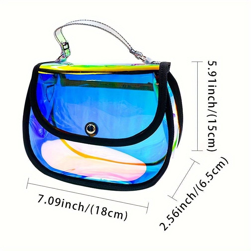 Holographic Clear Tote Bag Waterproof PVC Handbags for Work, Shopping, Beach, Stadium, Travel, Swim Venue or Concert