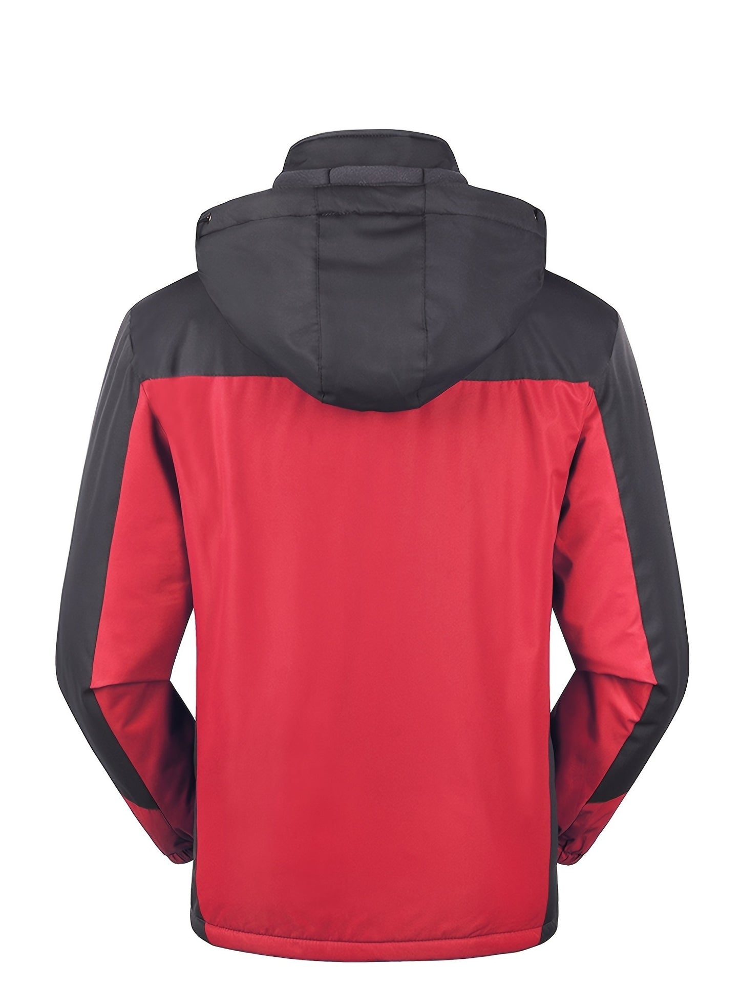 Men'S Casual Color Block Thick Hooded Jacket, Windproof Single-Layer Fleece Jacket for Fall Winter Jacket Gifts