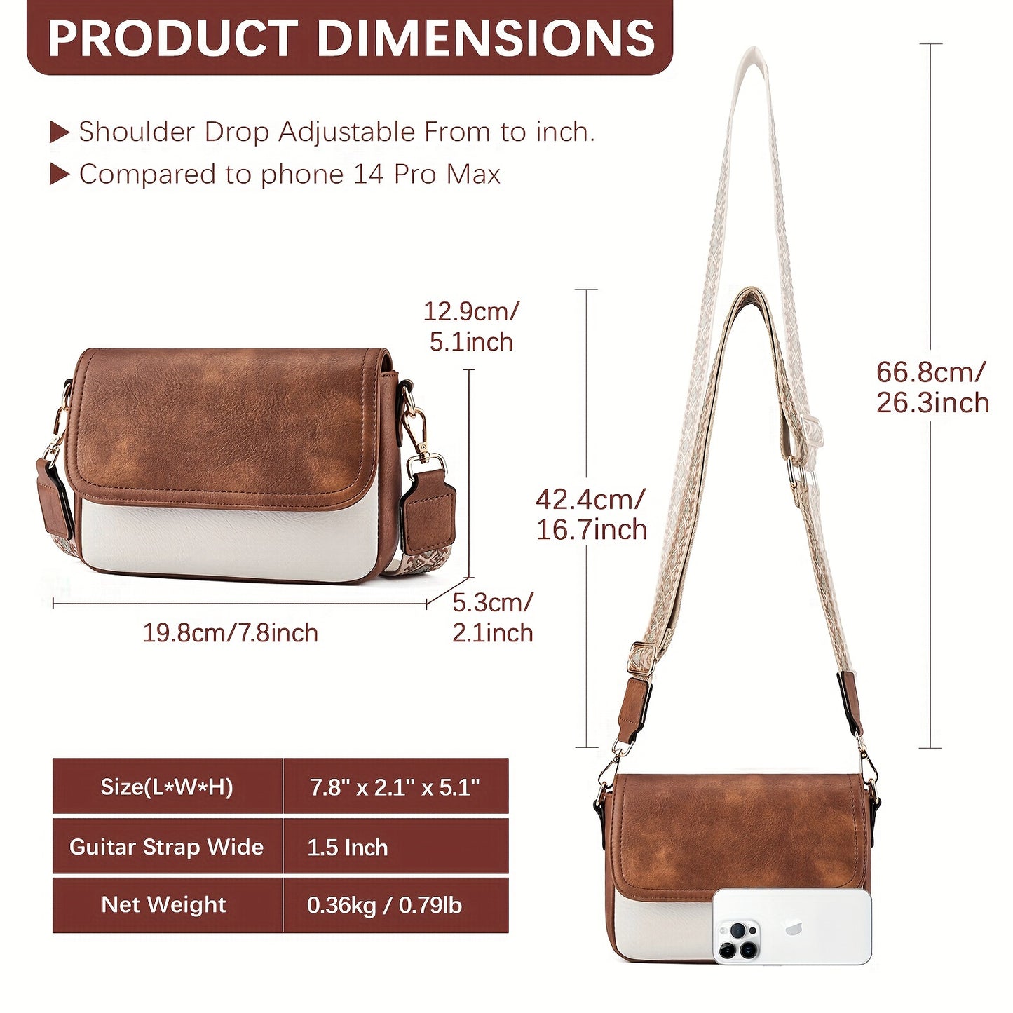Small Stylish Crossbody Purses for Women - Faux Leather Handbags with Buckle Closure, Nylon Lining, and Adjustable Guitar Strap - Perfect for Daily Occasions
