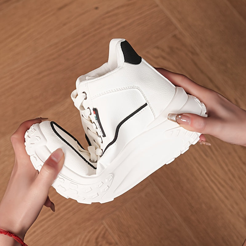 Autumn High Top Shoes Women's New Small White Shoes Casual Women's Shoes Thick Sole Show High Soft Sole Shoes
