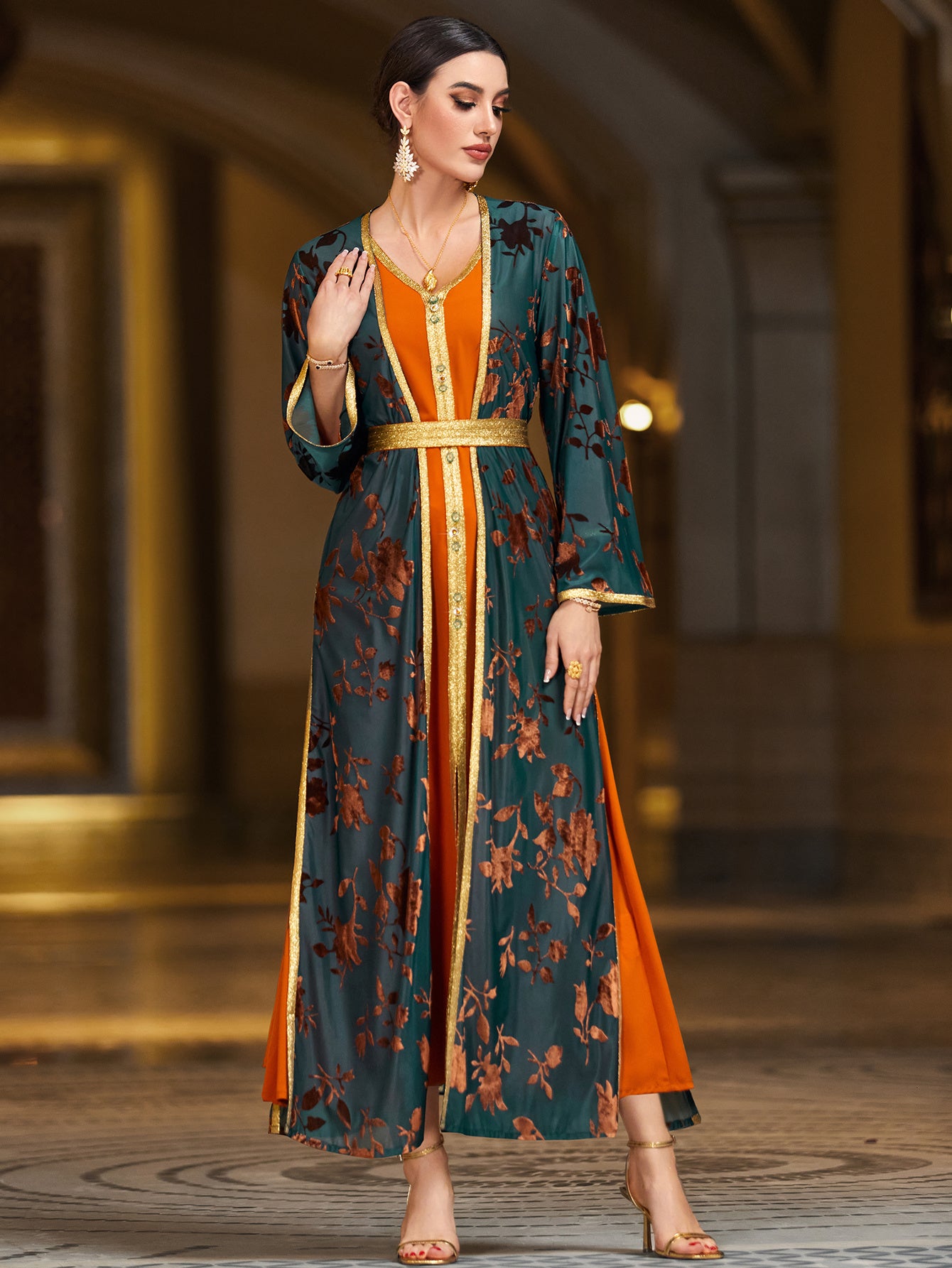 4042 Casual Arab Two-Piece Dress Set