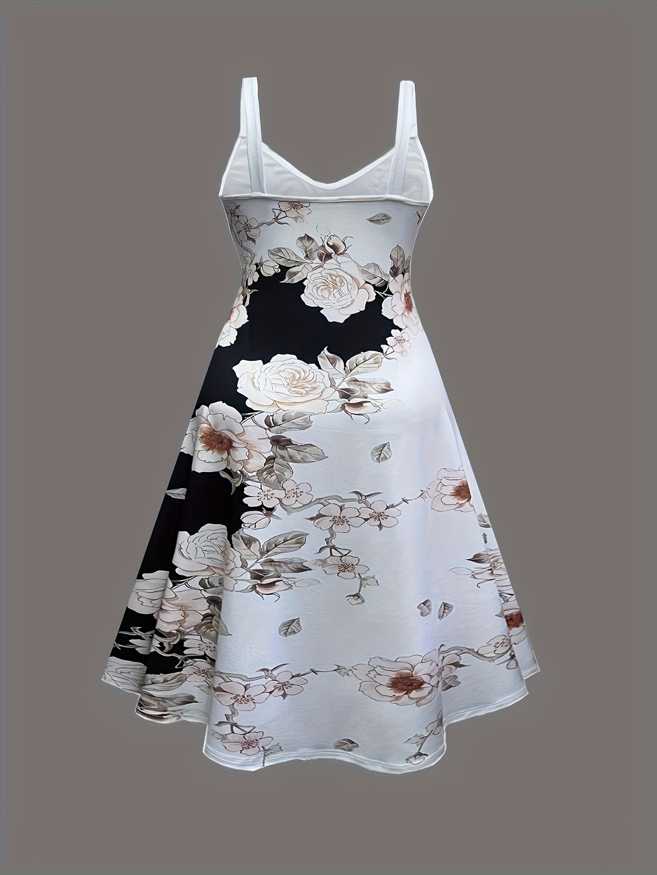 Plus Size, Plus Size Floral Print Two-piece Dress Set, Crew Neck Tank Dress & Mesh Tie Front Short Sleeve Kimono Outfits, Women's Plus Size Clothing