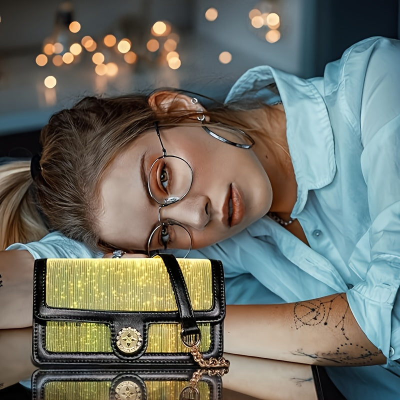 LED Bags Light Up Purse Black CrossBody Purse Evening Clutch Luminous Crossbody Bag Glow Handbags Shoulder Bag That Transforms Into 7 Colors Party Purse
