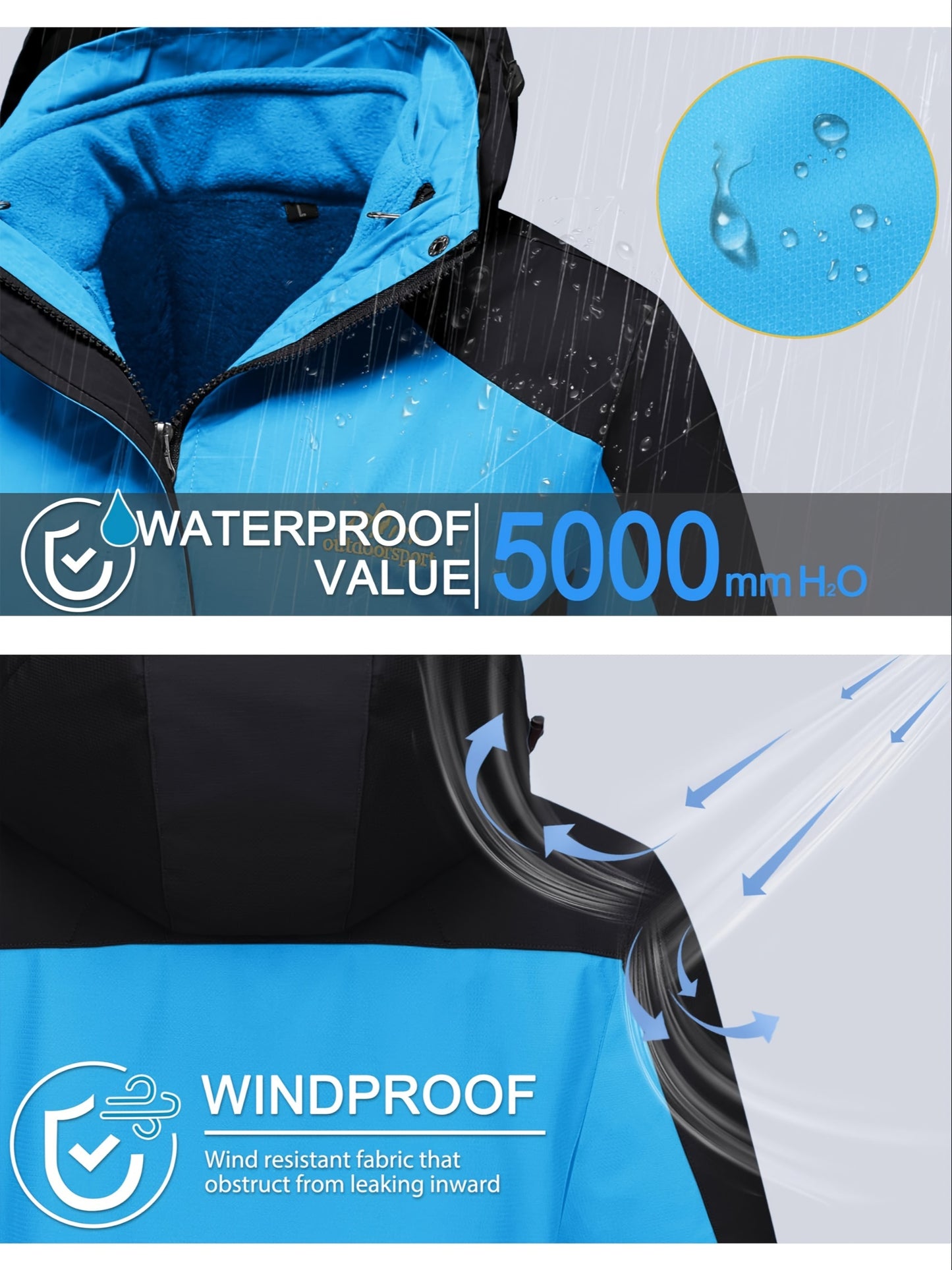 Women's 3-in-1 Winter Coats Snow Ski Jacket Water Resistant Fleece Lined Winter Jacket Parka Windproof Hiking Hooded Coat Multi-pocket Winter Camping Parka Wear Resistant Snowboarding Warm Fleece Jacket
