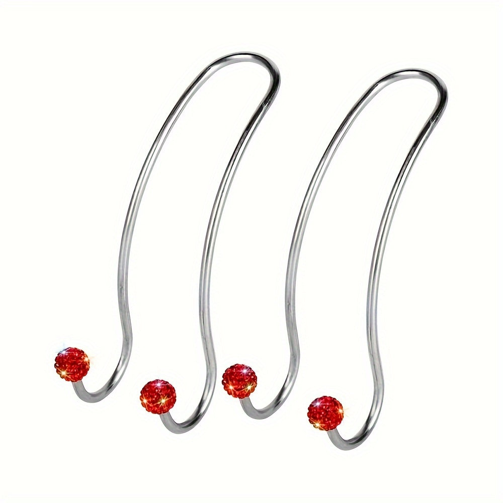 Fashion Car Headrest Hooks with Crystal Decoration - 2 Pack, Durable Metal Auto Backseat Hanger, Easy Installation, Wall Mount Option, Polished Finish, Multifunctional for Handbags, Clothes & Accessories