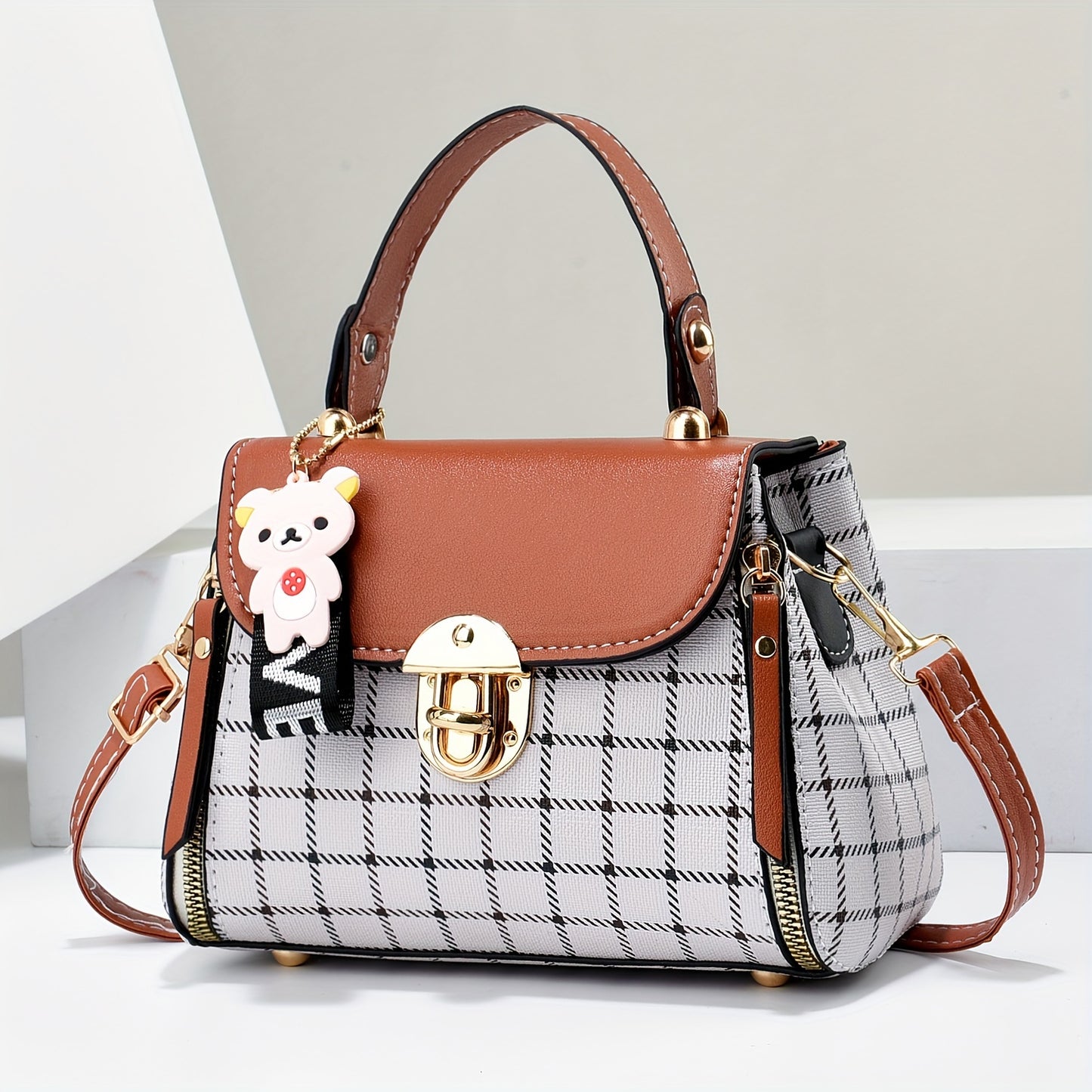 Lightweight Small Purses, Fashion Crossbody Bag, Plaid Pattern Satchel Handbags For Women