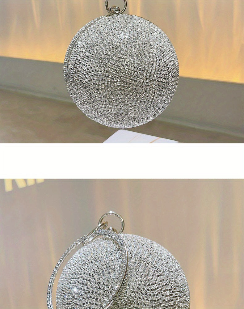 Exquisite Rhinestone Ball Shaped Clutch - Evening Bags for Women, Elegant Round Handbags with Circle Design, Perfect for Party, Prom, Wedding and Formal Occasions - Sparkling, Glamorous, and Eye-Catching Accessory