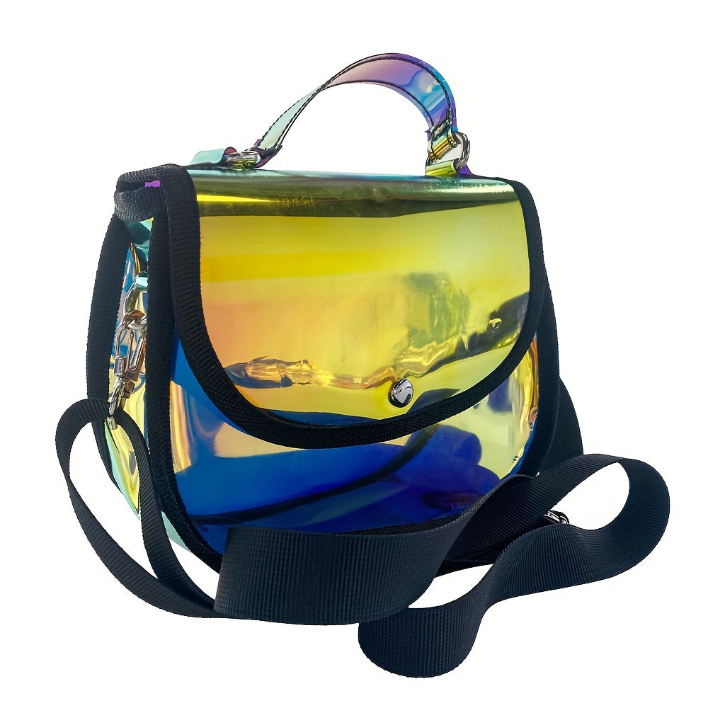 Holographic Clear Tote Bag Waterproof PVC Handbags for Work, Shopping, Beach, Stadium, Travel, Swim Venue or Concert