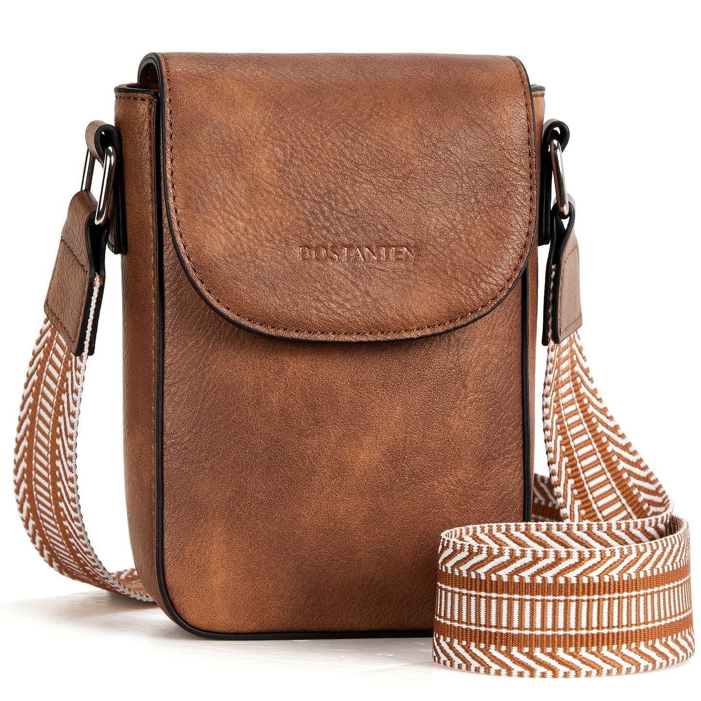 Small Crossbody Phone Wallet Purses - Adjustable Guitar Strap, Magnetic Closure, PU Leather, Lined Interior - Trendy Casual Handbags for Women