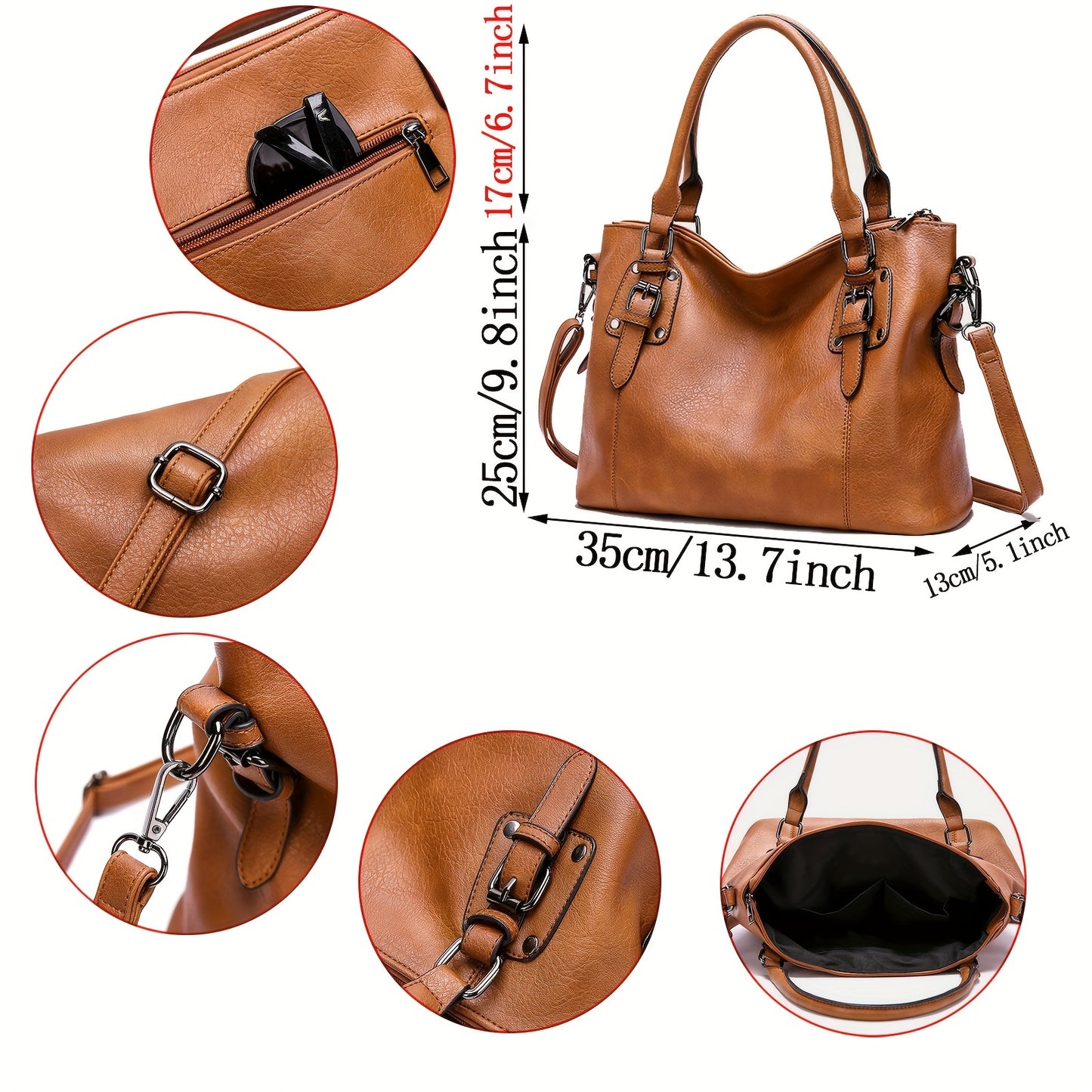 Women Handbags Tote Bag Soft Retro Designer Large Capacity Multi-pocket Casual Ladies       Mother's Day Gift Adjustable Shoulder Strap Purse
