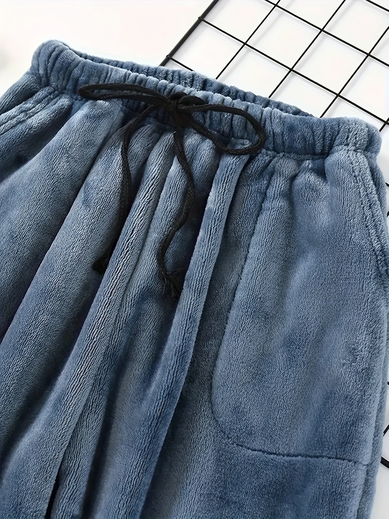 Plus Size Men's Simple Style Casual Pajamas Bottoms Loose Pants, Solid Plush Thickened Warm Pants Home Pajamas Bottom