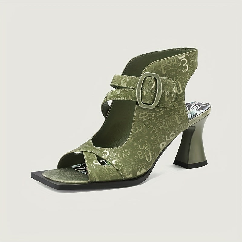 NICAISE 2024 new chunky high-heeled sandals Roman women's shoes hollow belt buckle British style sexy high heels