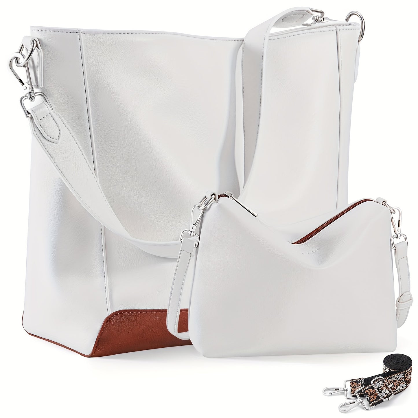 Women's Hobo Handbags Small Crossbody Bags Vegan Leather Shoulder Bucket Bags Purses For Women With Adjustable Guitar Strap