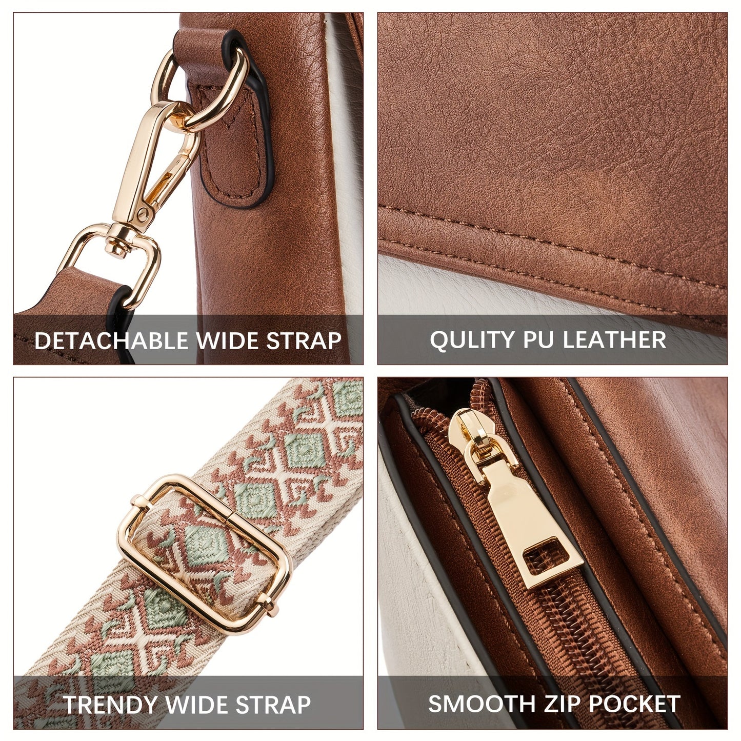 Small Stylish Crossbody Purses for Women - Faux Leather Handbags with Buckle Closure, Nylon Lining, and Adjustable Guitar Strap - Perfect for Daily Occasions