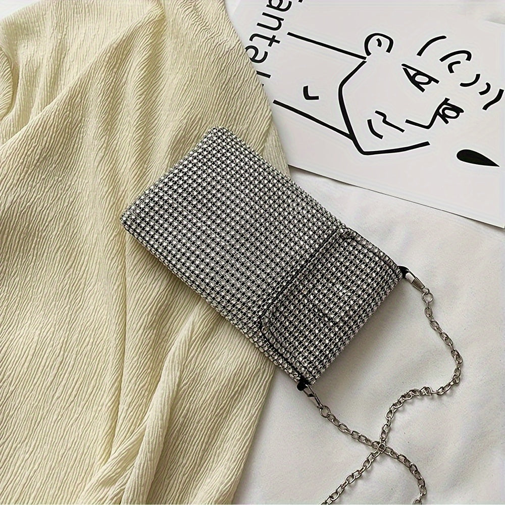 Bling Crossbody Purse Rhinestone Evening Handbags Clutch Cell Phone Wallet For IPhone Samsung