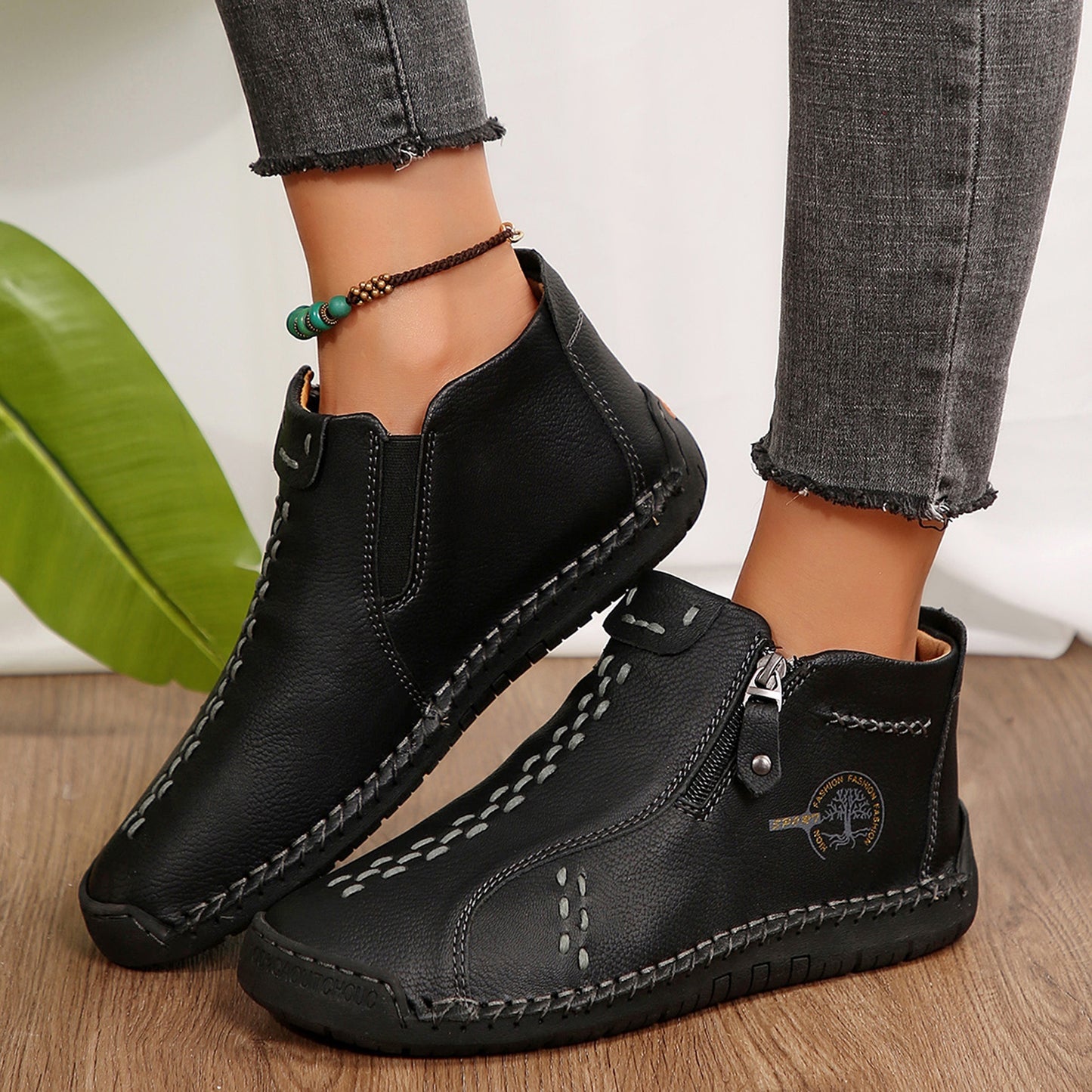Women's Hand Sewn Boots Fashion Vintage Women's Shoes