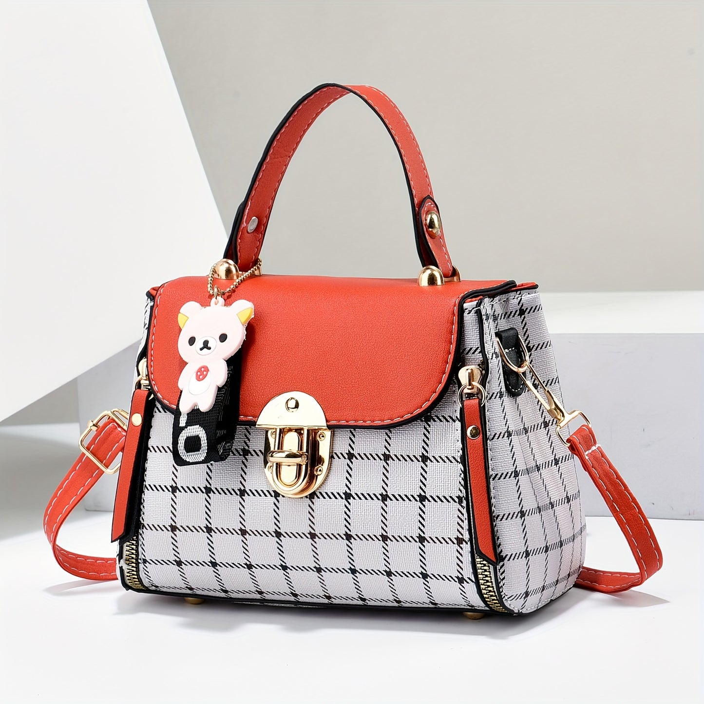 Lightweight Small Purses, Fashion Crossbody Bag, Plaid Pattern Satchel Handbags For Women