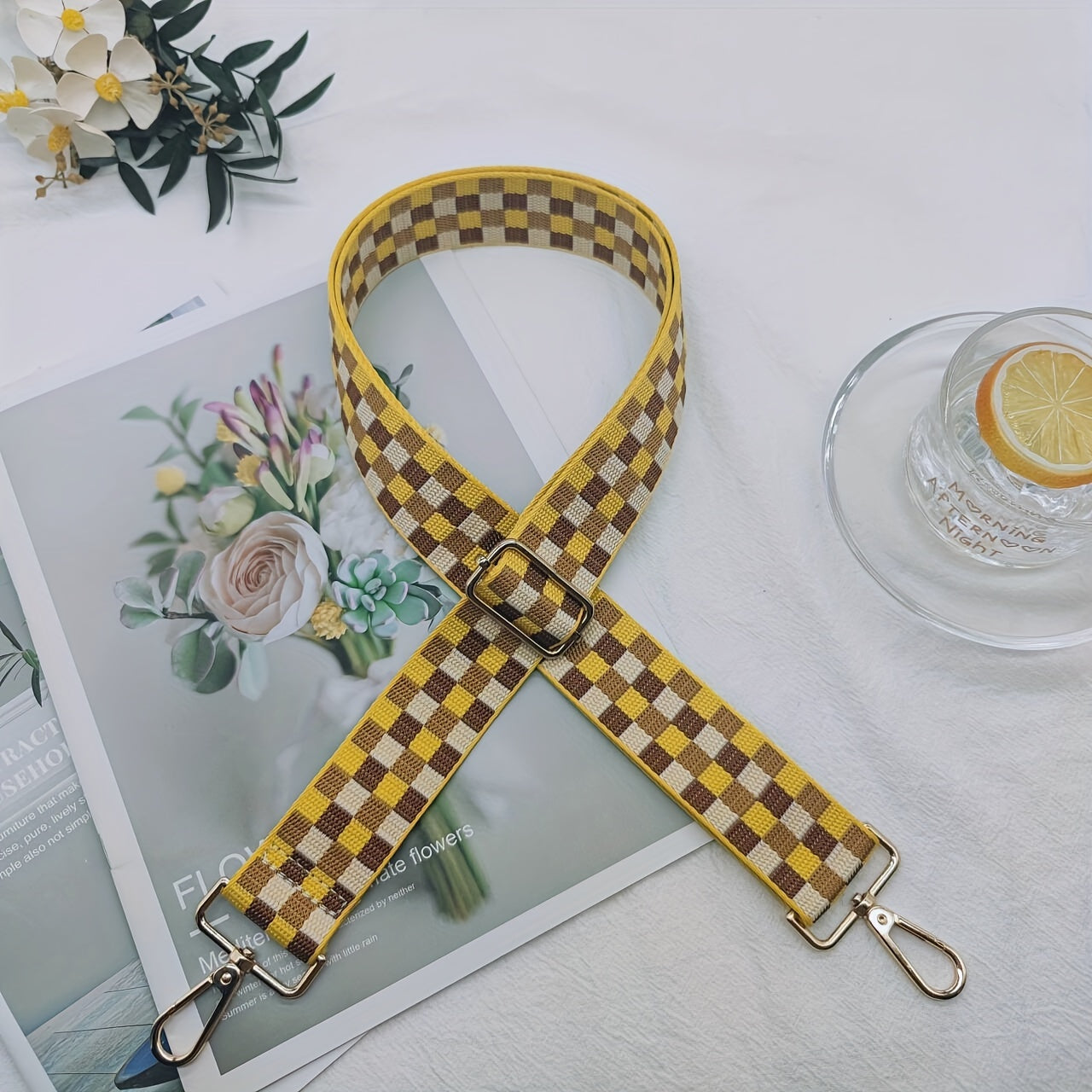 Stylish Checkered Shoulder Bag Strap - Adjustable Buckle, 3.8cm Wide, Durable, Easy to Use, Versatile Accessory for Women's Handbags