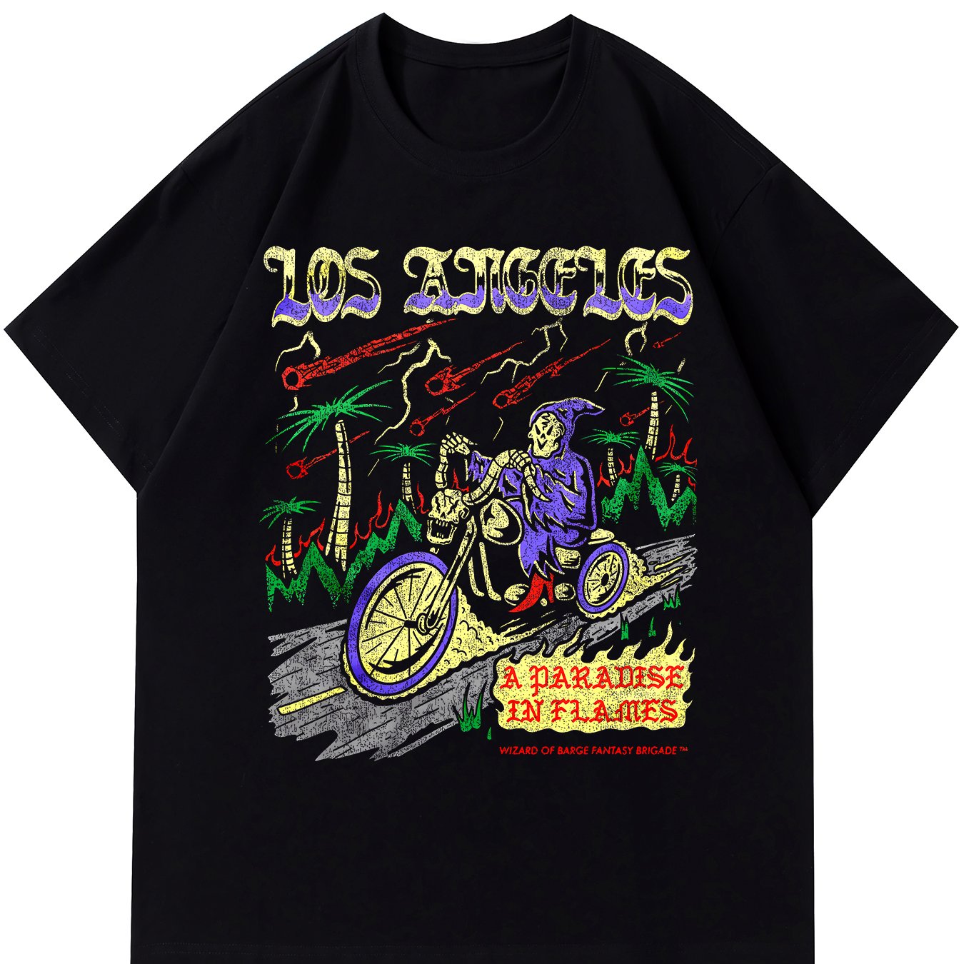 Tees For Men, Wizard Riding Motorcycle Print T Shirt, Casual Short Sleeve Tshirt For Summer Spring Fall, Tops As Gifts