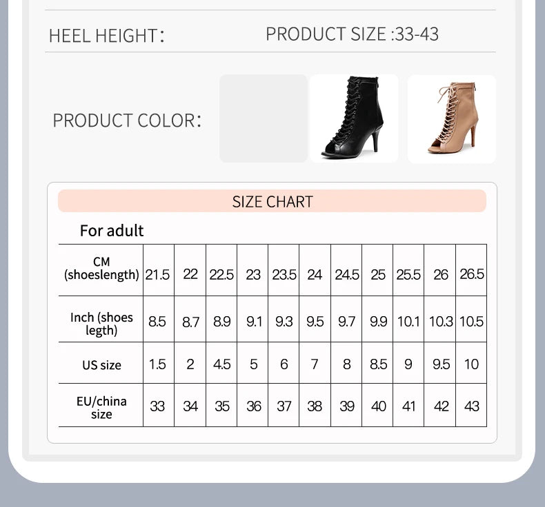 Woman Beige Black Latin Dance Booties Women Open Toe Lace Up Stiletto Bootie for Girls Suede Sole High Heel Dance Boots Shoes