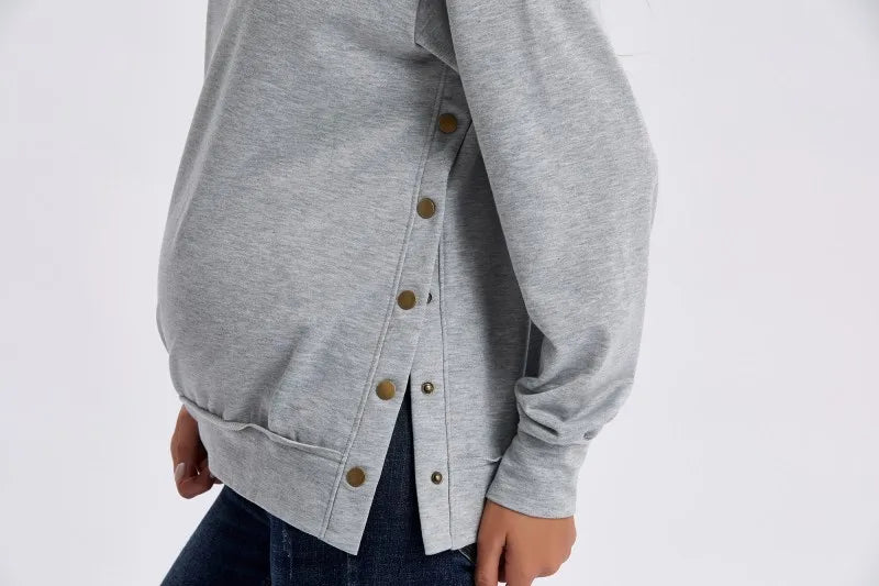 Maternity Clothes Premama Long Sleeve Blouse Fall Winter Loose Pregnant Women Solid O-Neck Sweater Shirt postpartum Pullover Top