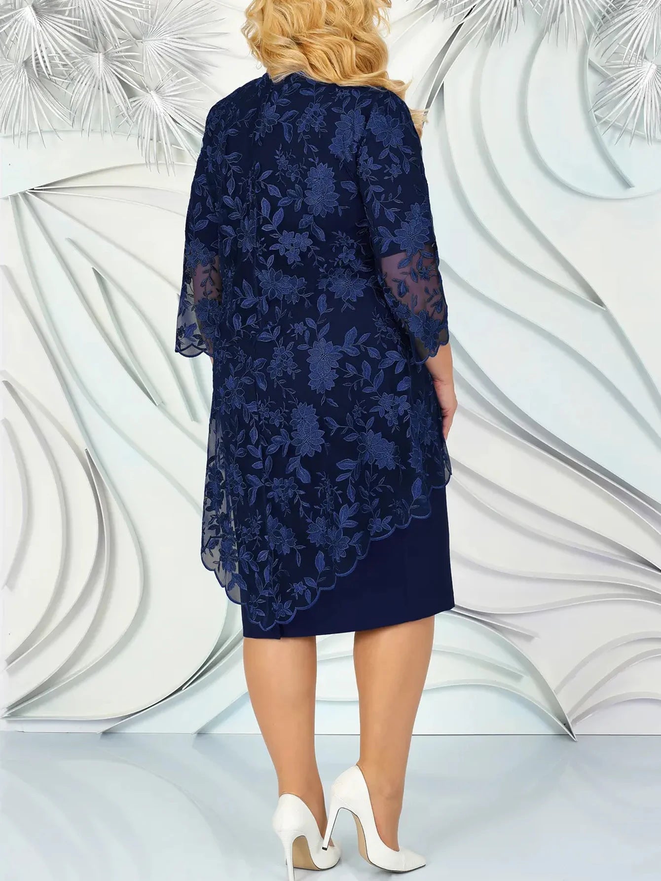 Plus Size Dresses Woman Two-piece Embroidery Floral Elegant Beautiful Party Dress for Formal Occasions Women's Dresses