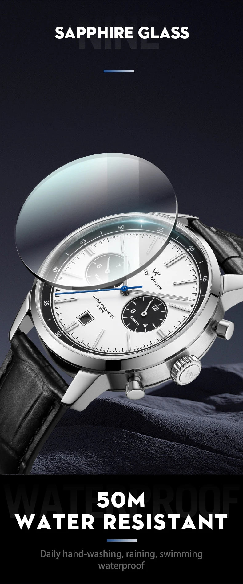 WM Watch Automatic Mechanical Watch Man Business Casual Watches Stainless Steel Sapphire Waterproof For Men Welly Merck 138M-WM