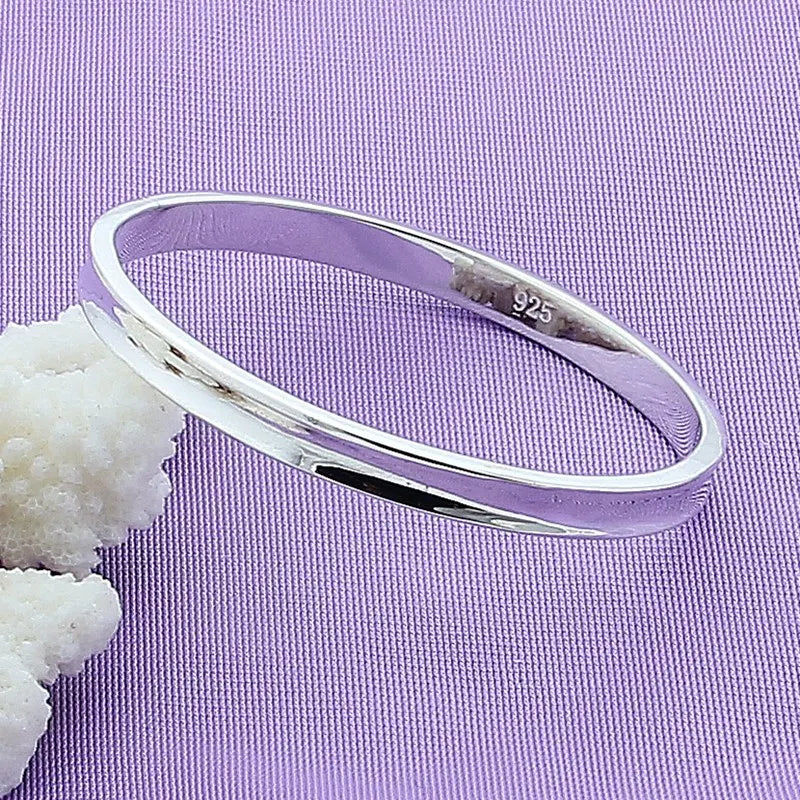 BABYLLNT New 925 Sterling Silver Smooth Round Circle Bracelets Bangles for Women Wedding Banquet  Fashion Jewelry Party Gifts