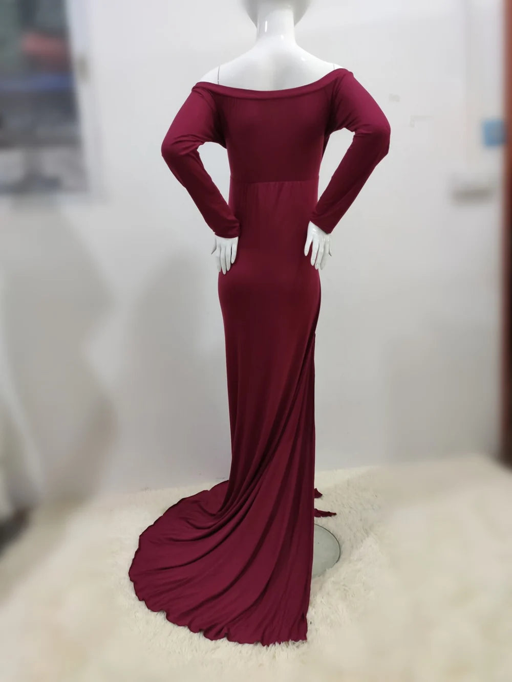Sexy Shoulderless Maternity Dresses For Photoshoot Maxi Gown Baby Shower Women Pregnant Photography Clothes Long Pregnancy Dress