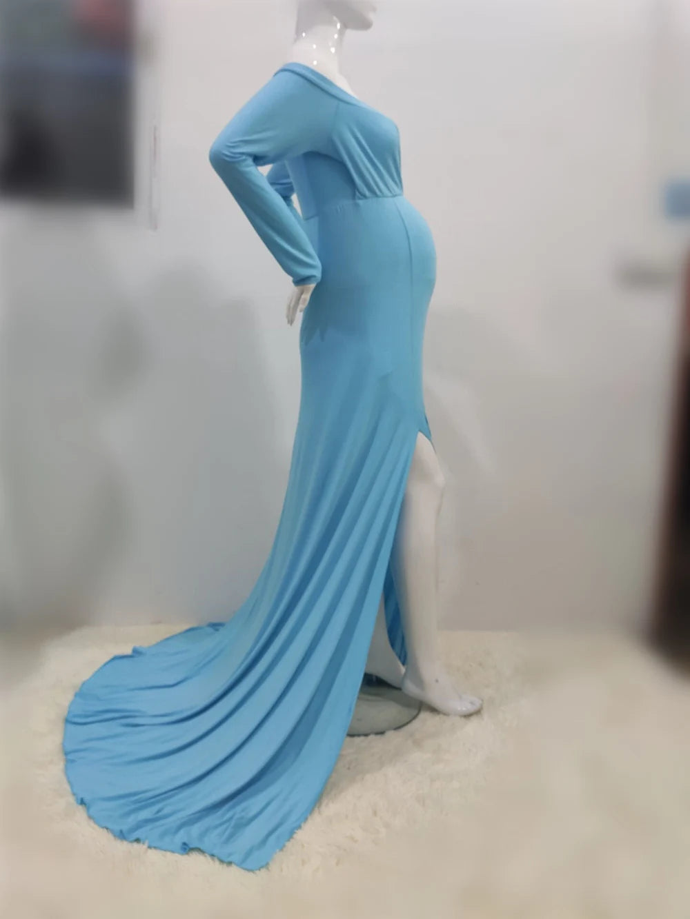 Sexy Shoulderless Maternity Dresses For Photoshoot Maxi Gown Baby Shower Women Pregnant Photography Clothes Long Pregnancy Dress