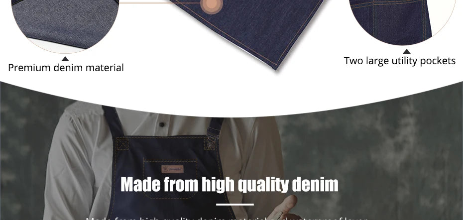 Unisex Simple Denim Apron Kitchen Accessory Sleeveless Apron Cooking Restaurant Barista Work Apron Durable Sanitary Baking Apron