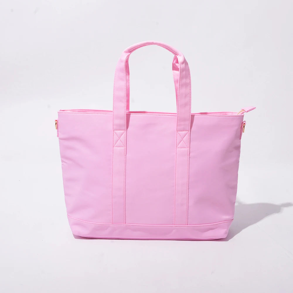 Us Local DIY Women's Large Handbag Weekend Lady Hand Bag Shopping Shoulder Portable Waterproof Nylon Pink Tote Bags Reusable
