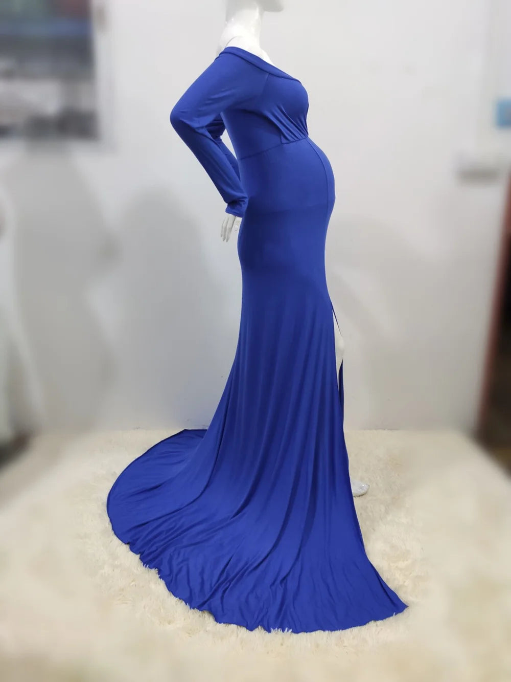 Sexy Shoulderless Maternity Dresses For Photoshoot Maxi Gown Baby Shower Women Pregnant Photography Clothes Long Pregnancy Dress