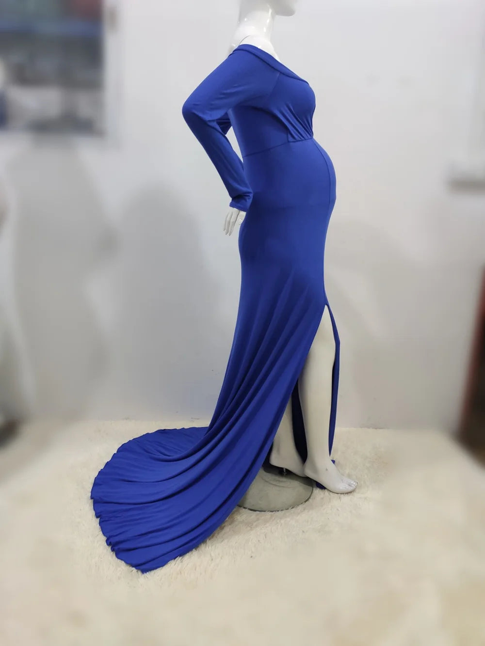 Sexy Shoulderless Maternity Dresses For Photoshoot Maxi Gown Baby Shower Women Pregnant Photography Clothes Long Pregnancy Dress