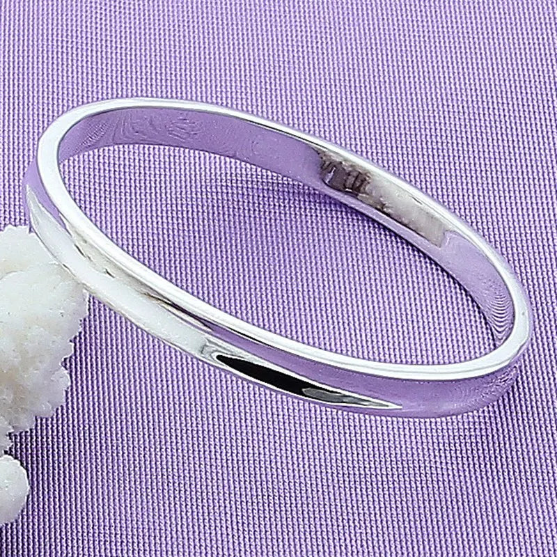 BABYLLNT New 925 Sterling Silver Smooth Round Circle Bracelets Bangles for Women Wedding Banquet  Fashion Jewelry Party Gifts
