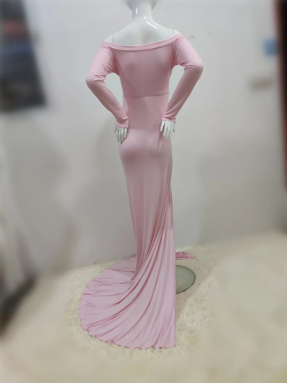 Sexy Shoulderless Maternity Dresses For Photoshoot Maxi Gown Baby Shower Women Pregnant Photography Clothes Long Pregnancy Dress