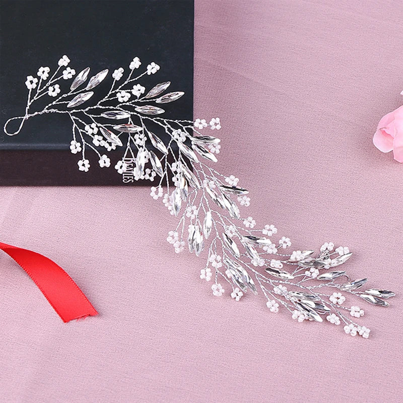 Headbands Bride Headpiece Tiaras Fashion Hair Jewelry Crystal Pearl Flower Bridal Wedding Hair Accessories For Women