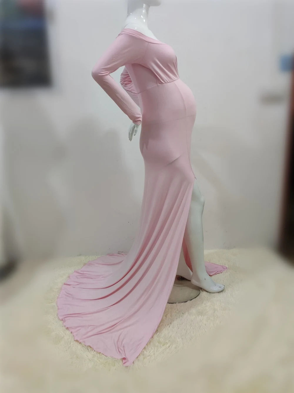 Sexy Shoulderless Maternity Dresses For Photoshoot Maxi Gown Baby Shower Women Pregnant Photography Clothes Long Pregnancy Dress