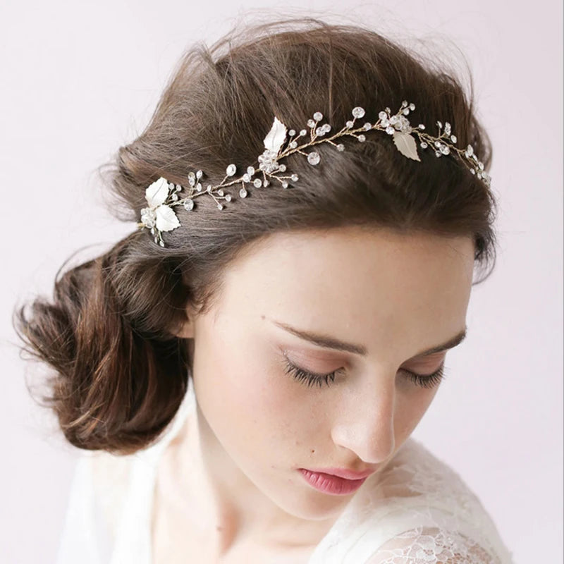 Headbands Bride Headpiece Tiaras Fashion Hair Jewelry Crystal Pearl Flower Bridal Wedding Hair Accessories For Women