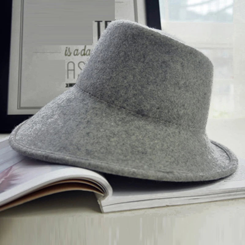 Elegant Women Felt Hat Ladies Winter Hats Wide Brim Fedora Special Tilt Asymmetrical Brim Wedding Church Party Hat Millinery Hat