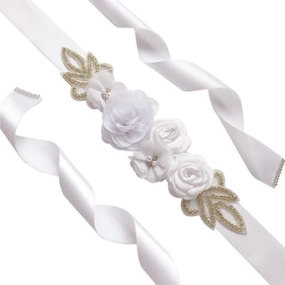 Hot sale wedding belt silk rose belt bridal pearl rhinestone flower belt bridal dress beaded handmade rose wedding belt
