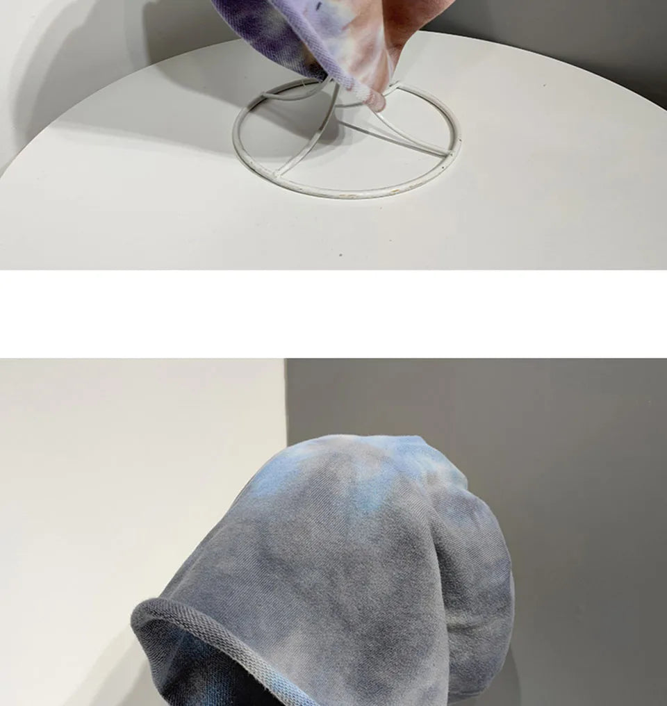 2021 Winter Hats for Women Beanies Tie-dyed cotton pullover cap Cool Hat Girls Autumn Female Beanie Warm Bonnet Cap Wholesale