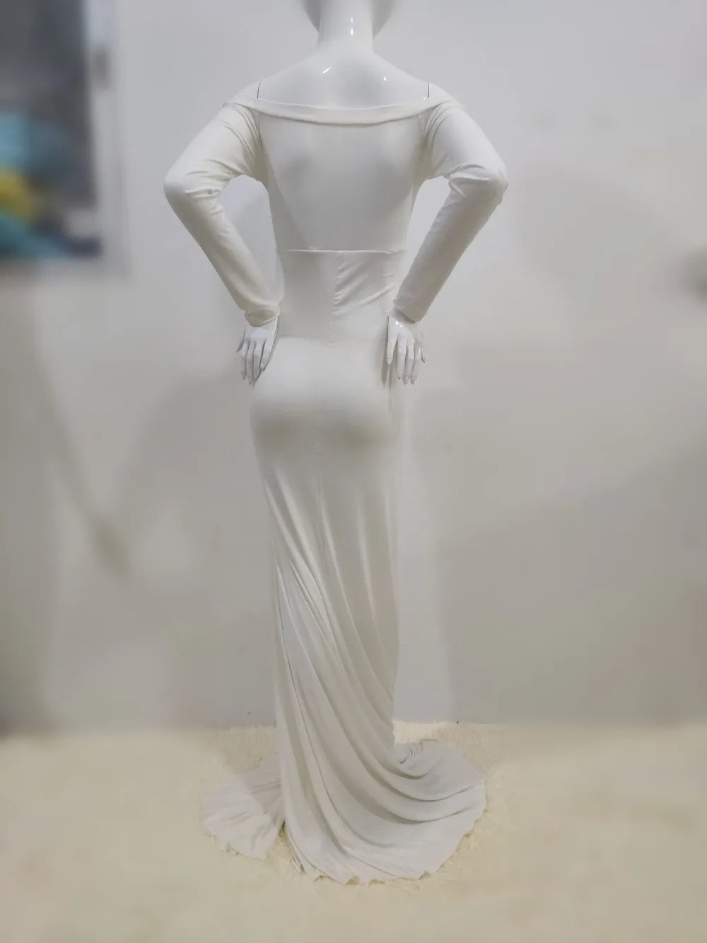 Sexy Shoulderless Maternity Dresses For Photoshoot Maxi Gown Baby Shower Women Pregnant Photography Clothes Long Pregnancy Dress