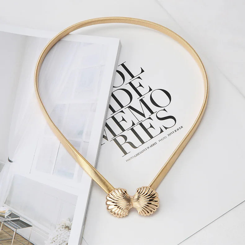 Belts for Women Designer Elastic Dress Elegant Girl Stretch Skinny Waist Belt Cummerbunds Metal Spring Female Belt Ceinture