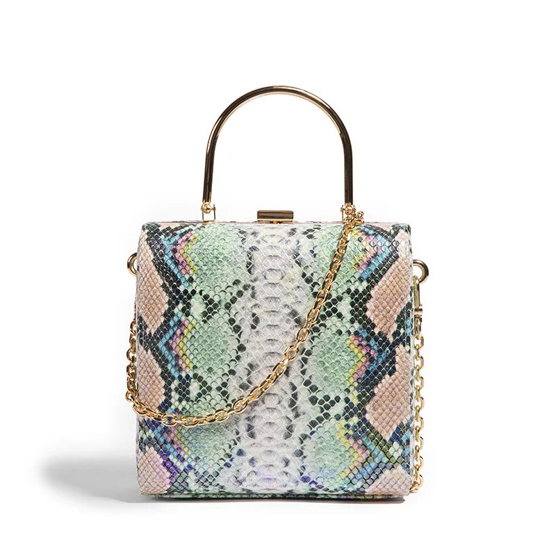2021 Top Grade Designer Purse Famous Brands Polynesian Print Lady Bags Fashion Clutches Snake Skin Handbags for Women