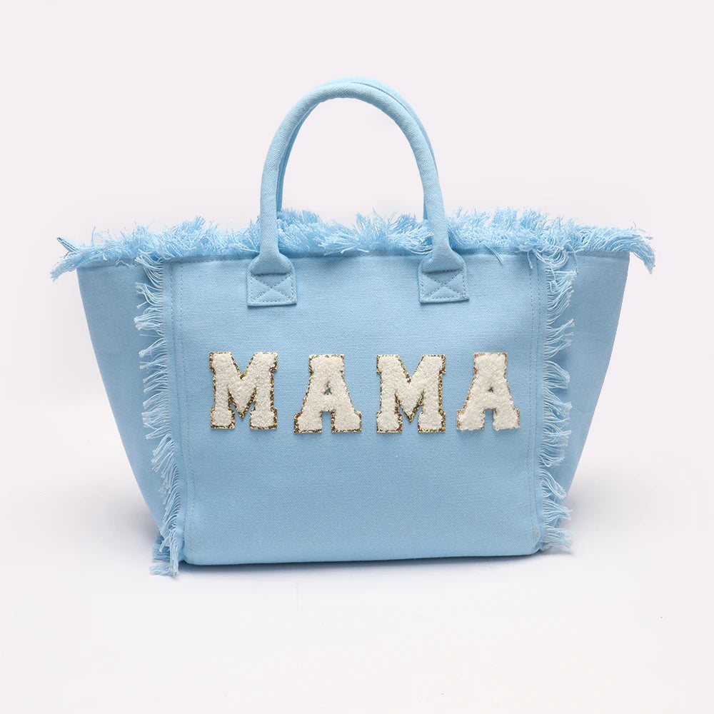 USA Warehouse Free Shipping Tassels Tote Bag Large Capacity Multi Colors Canvas Travel Beach Handbags for Women and Girls